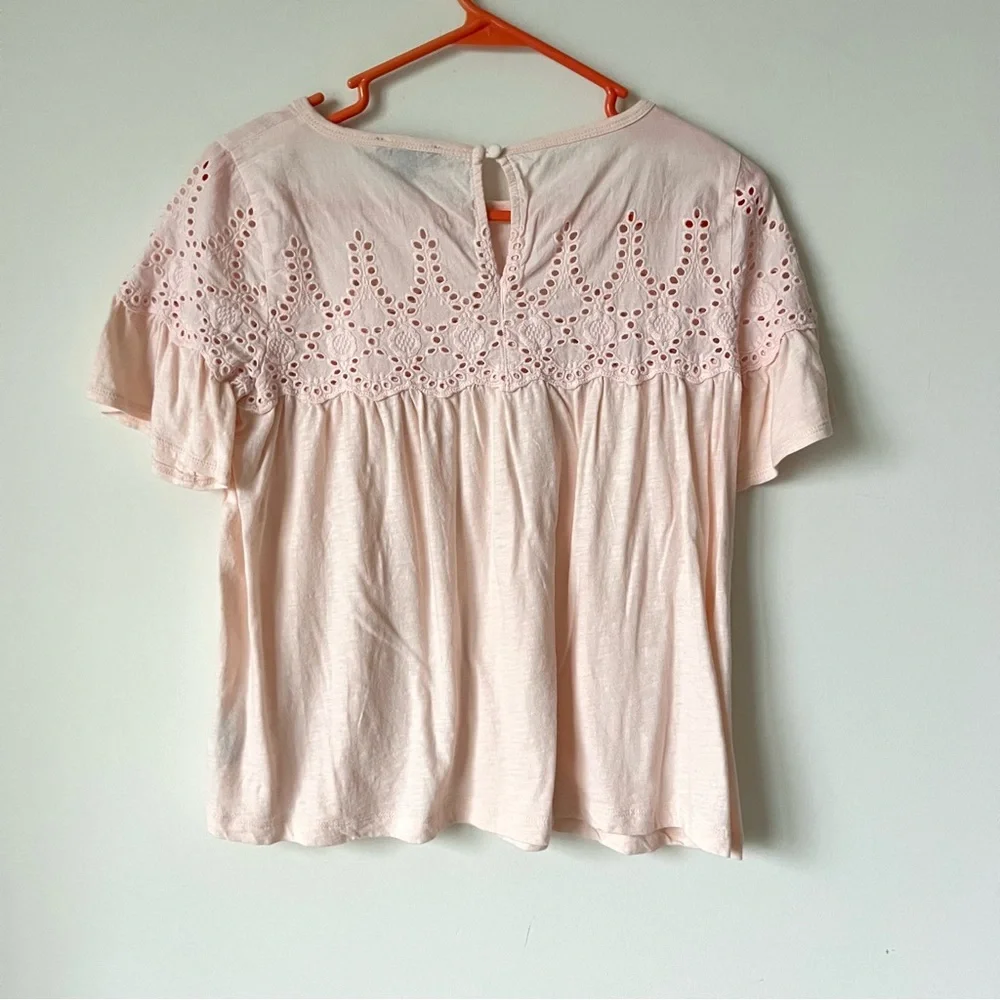 J. CREW Cotton Eyelet Babydoll Flutter Sleeve Top—SZ. XS